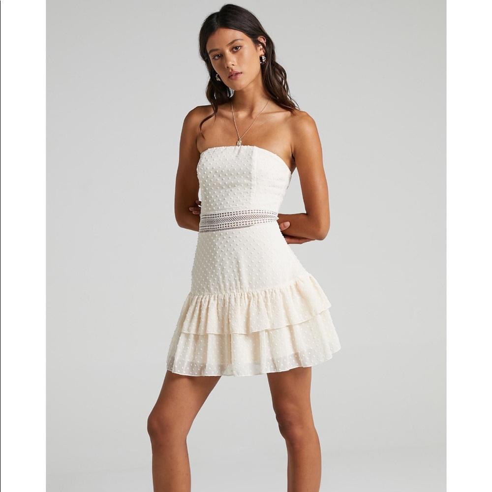Off White Showpo Strapless Dress